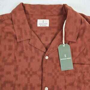 Mutual Weave XXL Century Brown Textured Short Sleeve Button‎ Up Shirt NWT